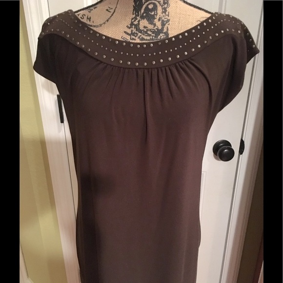 Bisou Bisou Gorgeous knit dress size 8 Cocoa Brown With Studs - Picture 5 of 6